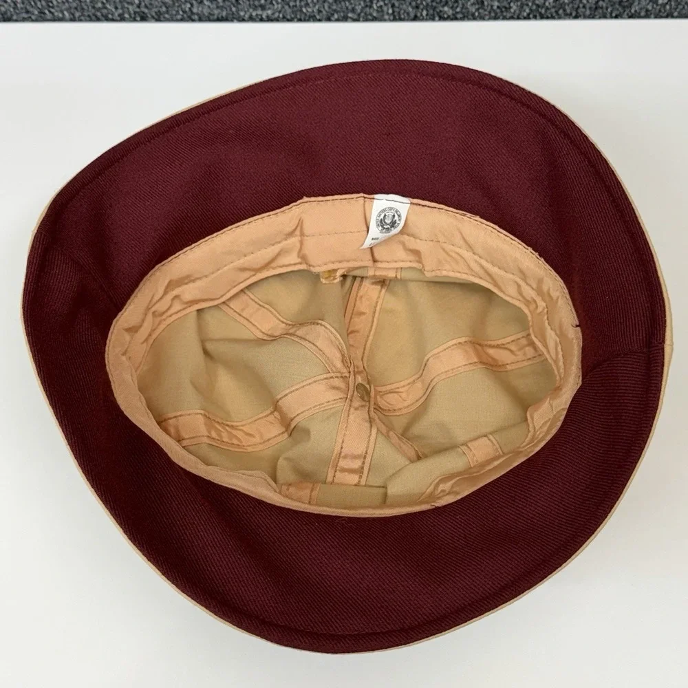 Vintage Etienne Aigner 60s Bucket Hat Union Label USA Tan/Burgundy Sz L Mens USA